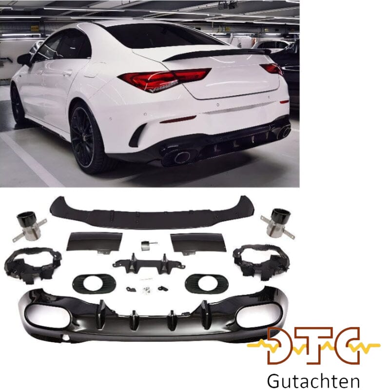 Mercedes CLA-Klasse C118 W118 Diffusor mit Auspuffblenden 1x1 (schwarz) BestTuning